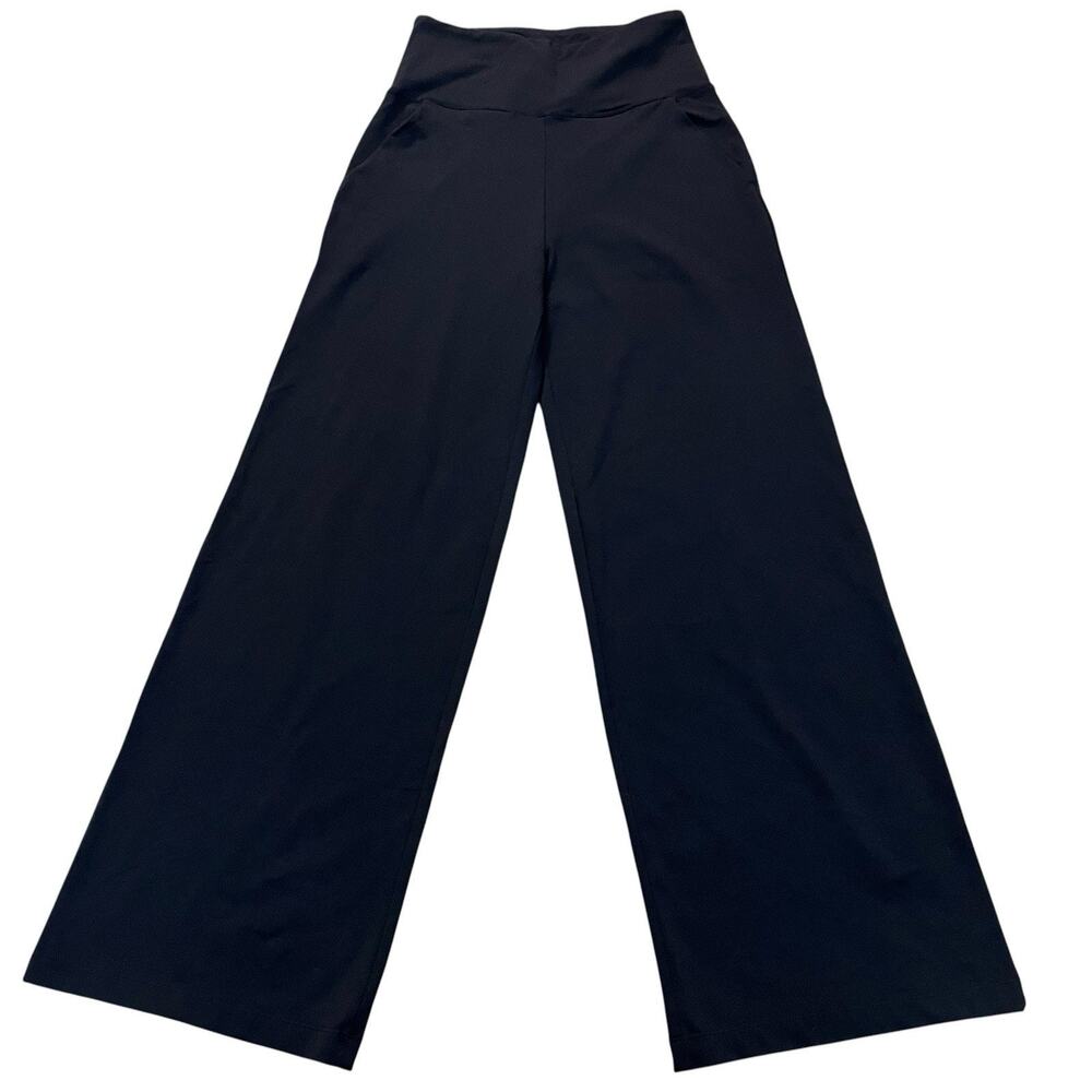 Kira Grace High Waist Wide Leg Pants Medium Petite Black Pull On Knit Comfort